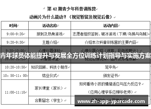 青年球员体能提升与发展全方位训练计划指导与实施方案